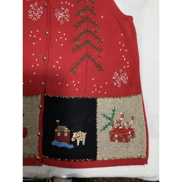 Lisa International Christmas Sweater Womens‎ Embroidered Beaded Tree Size 1X - Picture 5 of 6